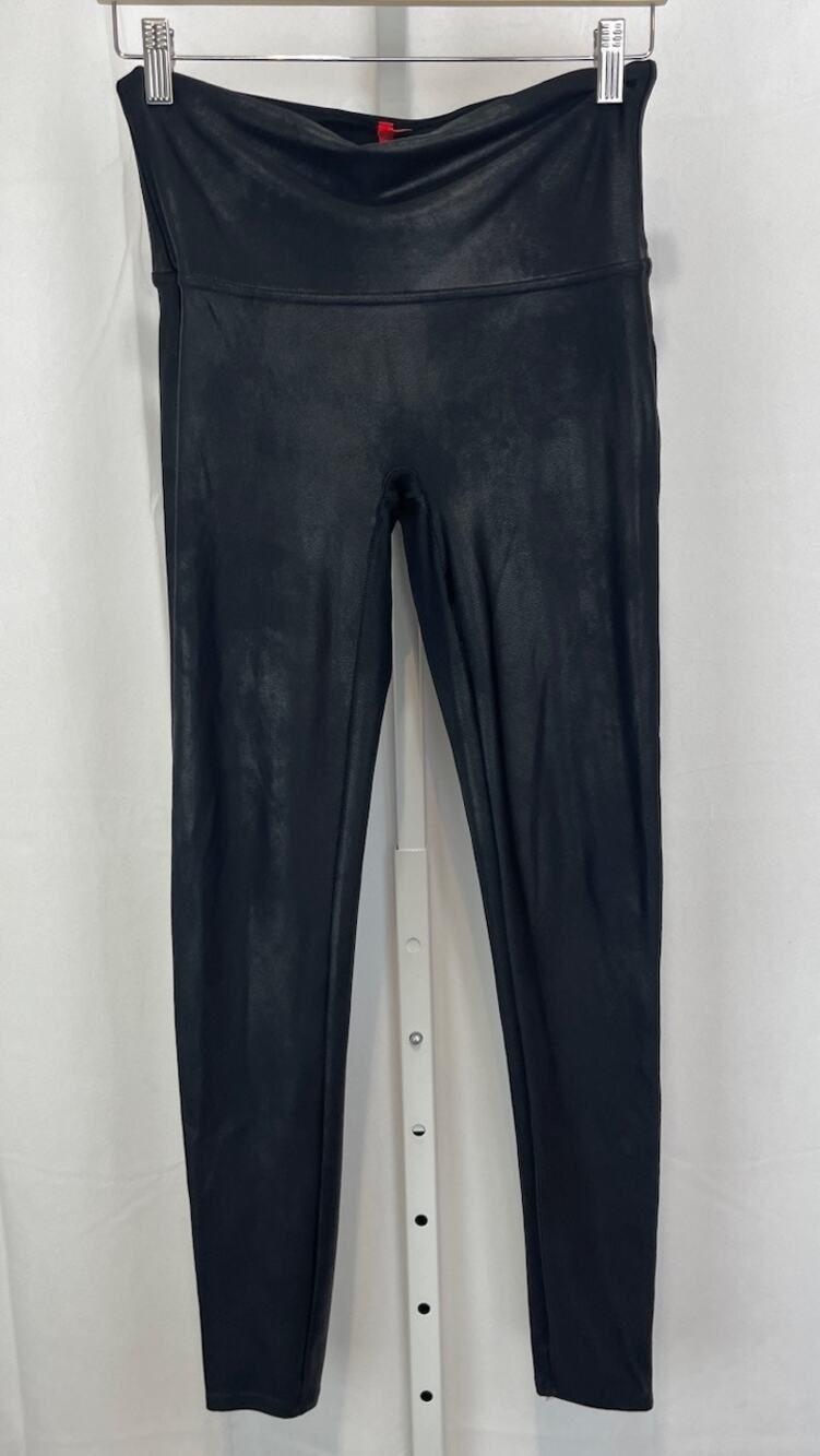SPANX Faux Leather Leggings 2437 Slimming Stretch Pull On Black Size L